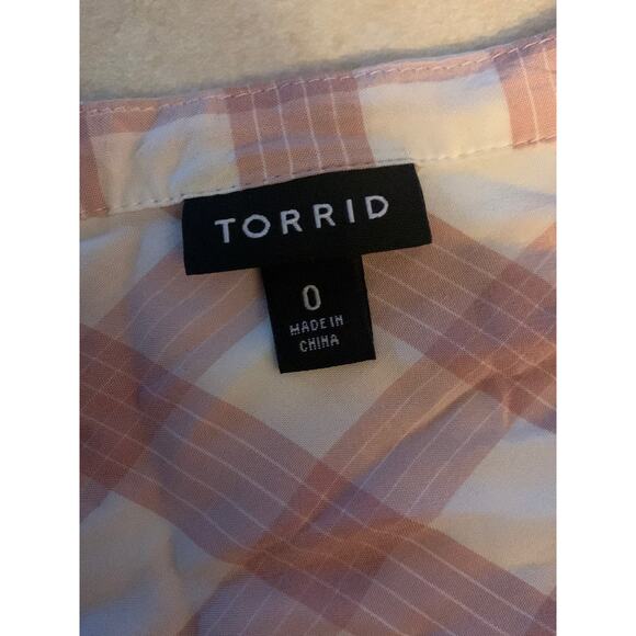 Torrid baby doll pink gingham button up long sleeve size 0 10 medium - Picture 4 of 7